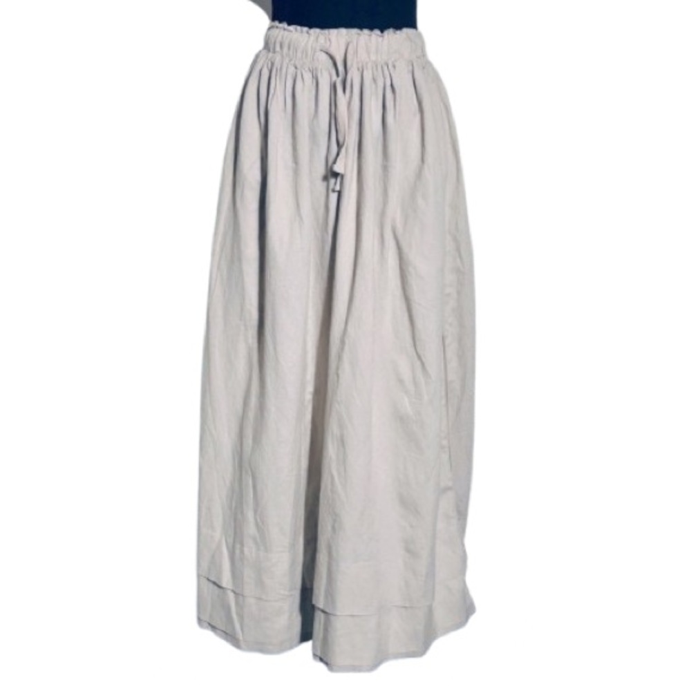 XS SPLENDID SKIRT TAN TAUPE LINEN BLEND LONG MAXI COTTAGE COTE BOHO PEASANT